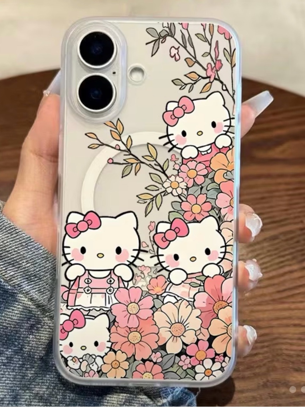 New Apple iPhone Case Hello Kitty Floral Flowers Clear Transparent